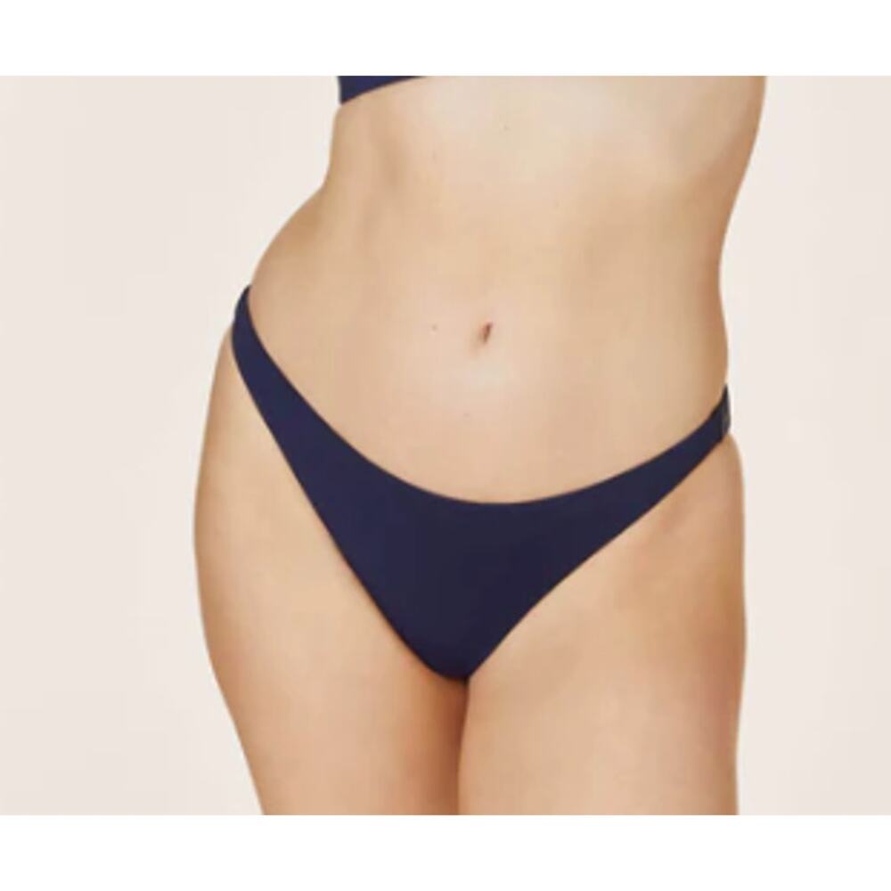 NWT Andie Women's The Cheeky Bikini Bottom Smooth Navy Blue Size S